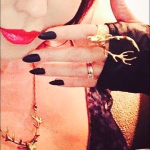 Gold plated designer deer ring from Catbird in NY